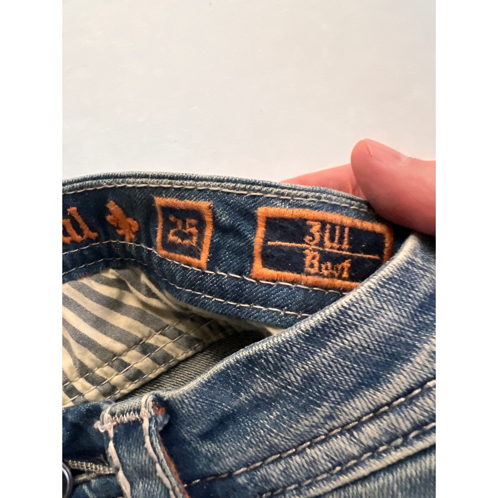 Rock Revival 3011 Bootcut Jeans Blue Distressed Embroidered Flap Pocket Size 25 - Picture 4 of 10